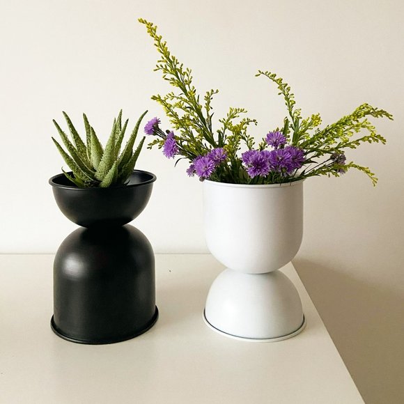 "Venus" Double Decker Metal Planter / Pot in Matte Finish - White - Picture 12 of 13
